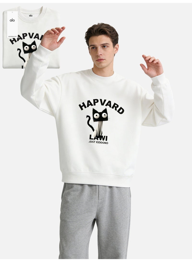 Alo Yoga Alo Lawi Cat Graphic Crewneck Sweatshirt in Off-White - Image 2